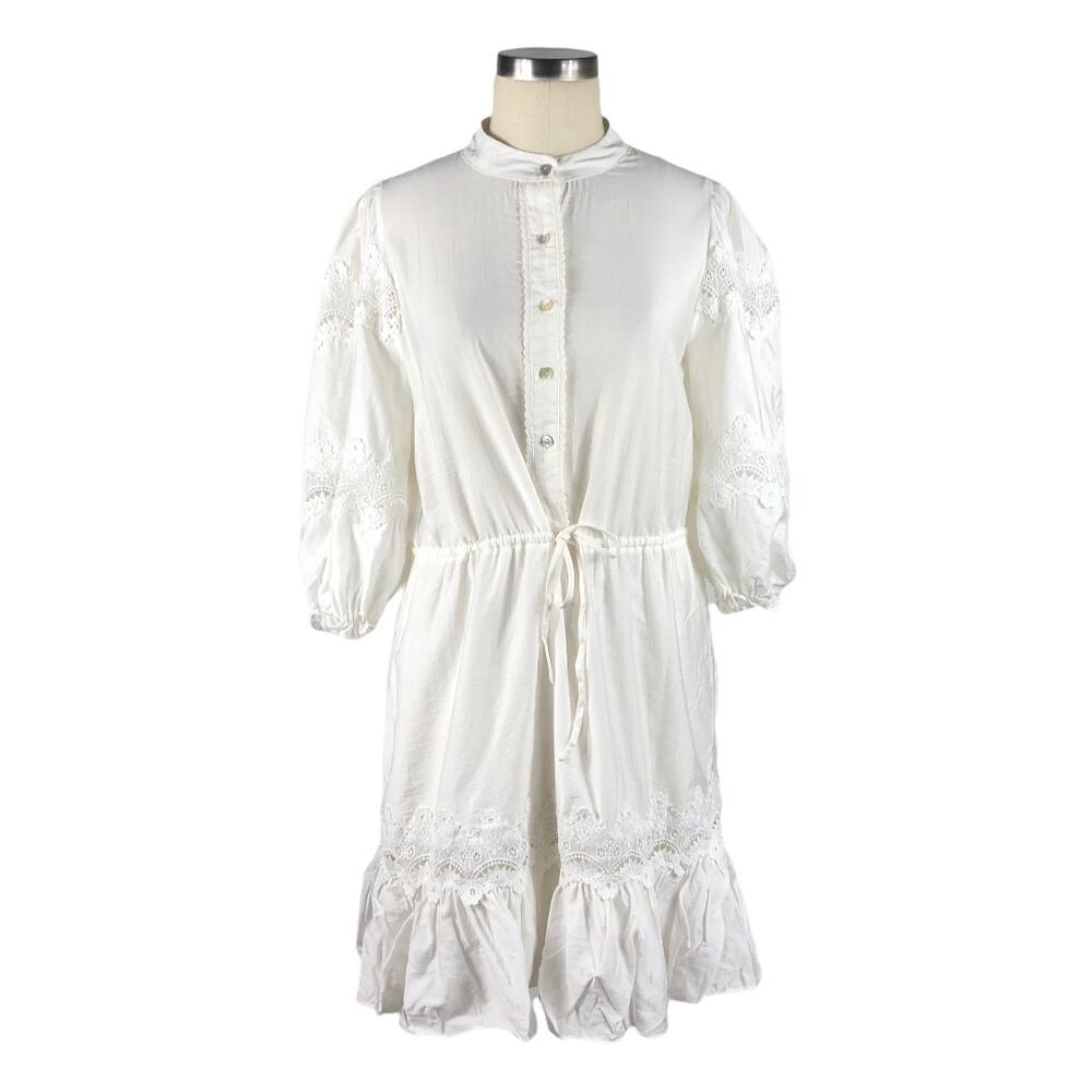 REBECCA MINKOFF Elle White Lace Button Front Mini Dress Size‎ XS Bridal